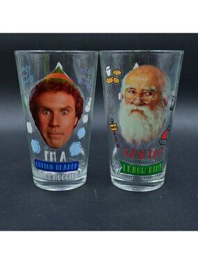 ICUP Elf Movie Pint Glass Set of 2 Buddy Santa Cotton Headed Ninny Muggins